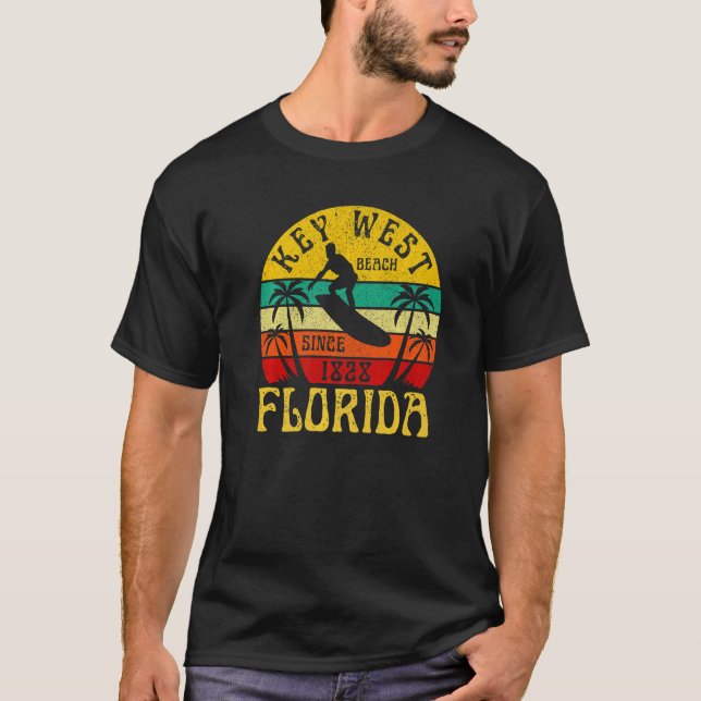 T-shirt Key West Floride Plage Surf Été Vacances Vin (Devant)
