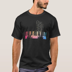 T-shirt Keyboard Piano Pink Blue Yellow Gradient For Men W