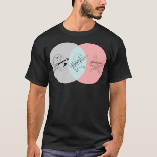 T-shirt Keytar Platypus Venn Diagram Gray Blue Pink