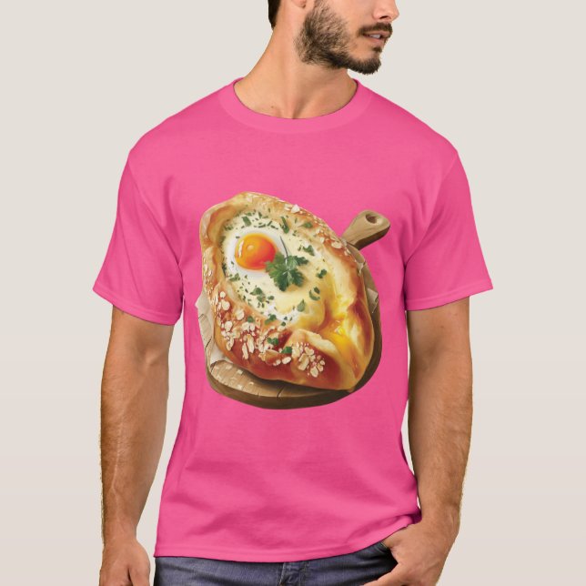 T-shirt Khachapuri Georgian Cheese and Egg Bread On A Wood (Devant)
