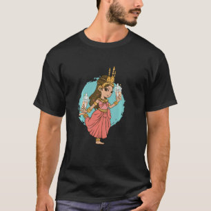 T-shirt Khmer Thai Et Lao Apsara Princess Girl Rose Blue