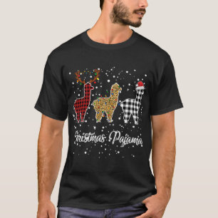 T-shirt Ki Cute Llama Christmas Pyjama Leopard Plaid Print