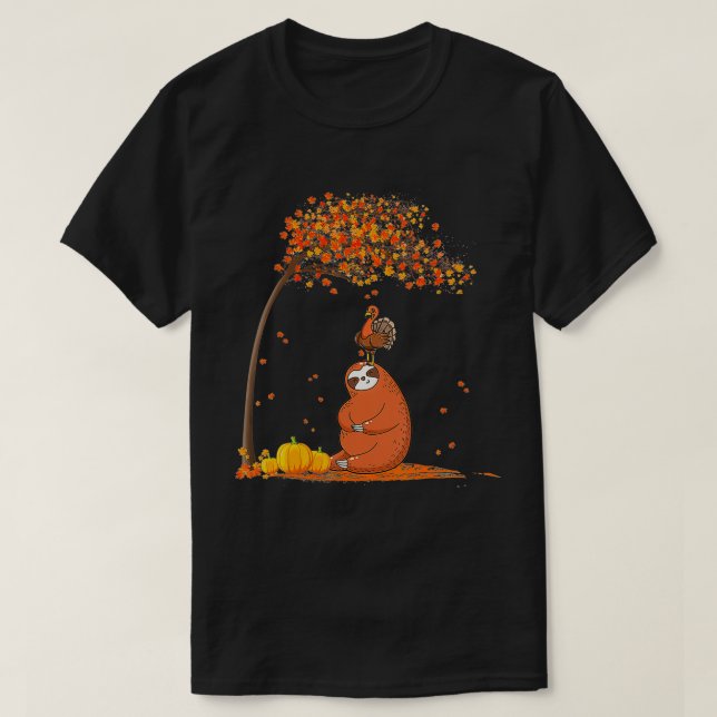 T-shirt Ki Funny Thanksgiving Turkey Sloth Costume Fall Le (Design devant)