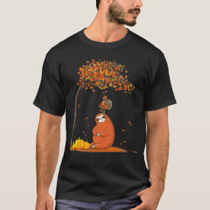 T-shirt Ki Funny Thanksgiving Turkey Sloth Costume Fall Le