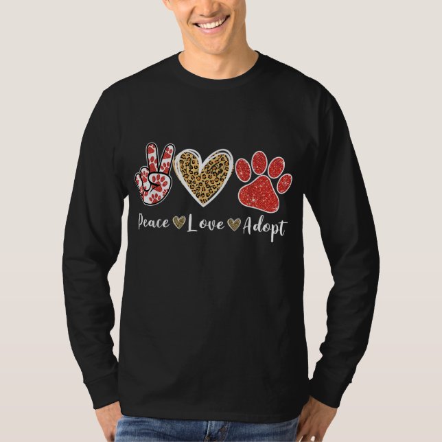 T-shirt Ki Peace Love Secourt Adopter Costume Amoureux des (Devant)