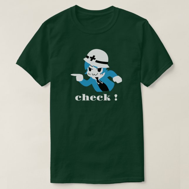 T-shirt Kibo-chan pointing and checking (Design devant)
