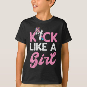 T-shirt Kick Like Girl Unicorn Karate Taekwondo Martial Ar