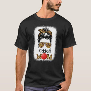 T-shirt Kickball Mom Funny Leopard Cheetah Print Women Gir
