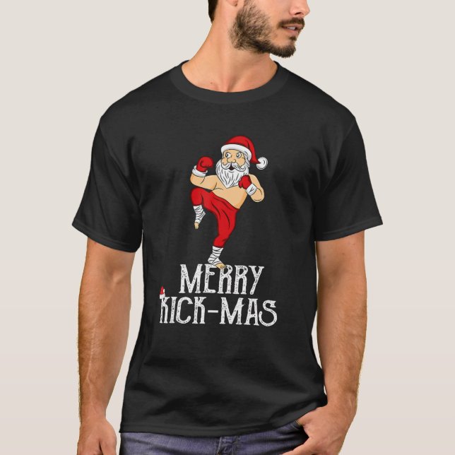T-shirt Kickboxing de Noël Père Noël Merry Kick-Mas Me (Devant)
