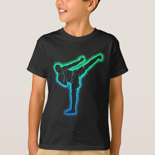 T-shirt Kickboxing Kickboxer Karate Taekwondo Kids Boys Me (Devant)