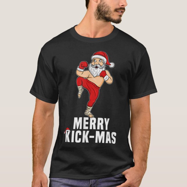 T-shirt Kickboxing Noël Père Noël Merry Kickmas Pour Kickb (Devant)