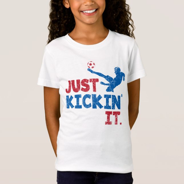 T-Shirt Kickin It Soccer Rouge & Bleu - GraphicLoveShop (Devant)
