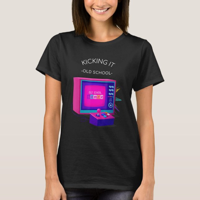 T-shirt Kicking It Old School Retro Gaming 7 (Devant)