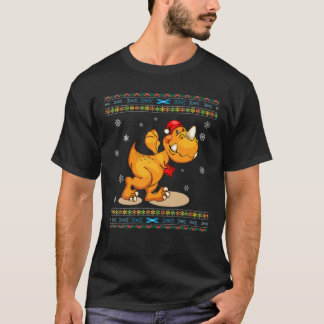 T-shirt Kid Dinosaur Ugly Christmas Santa Trex Tree Rex Bo
