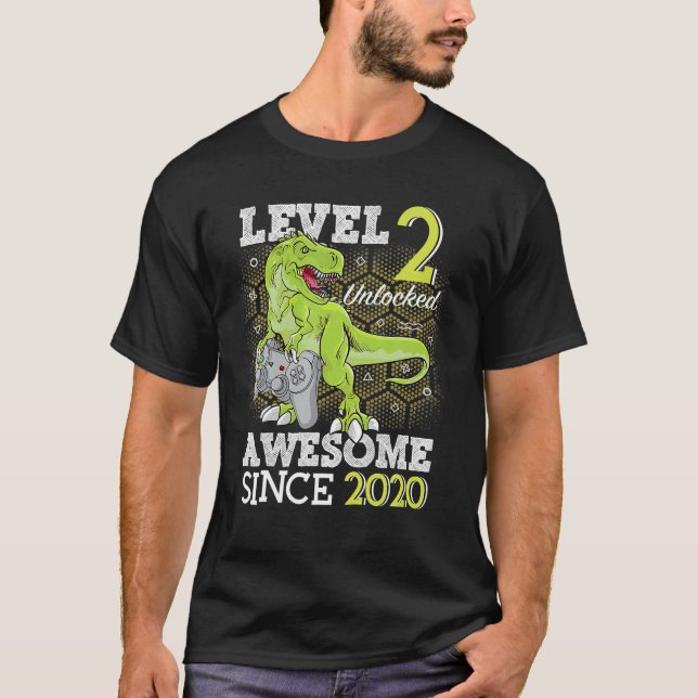 T-shirt Kid Niveau 2 Débloqué Incroyable 2020 2 Ans Jeu (Devant)
