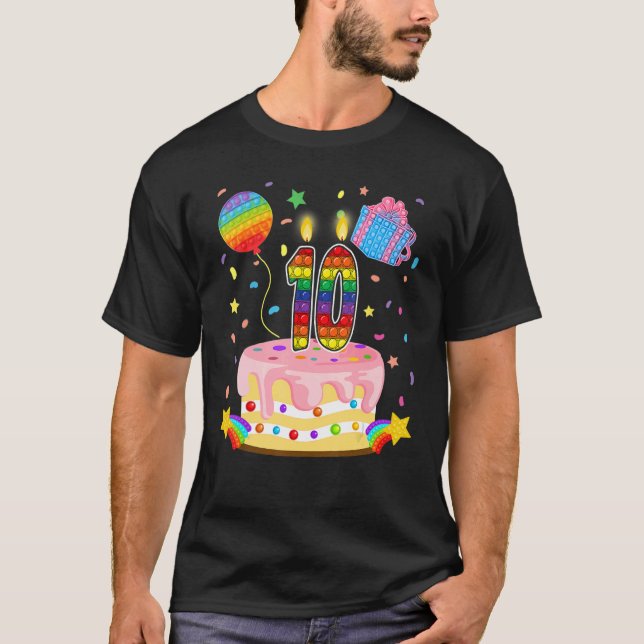 T-shirt Kid Pop It 10th Birthday cake Girls Boys 10 Years (Devant)