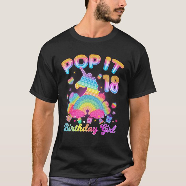 T-shirt Kid Pop It 18E Anniversaire Fille 18 Anniversaire (Devant)