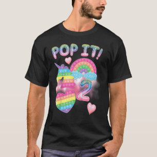 T-shirt Kid Pop It 2nd Birthday Girls 2 Years Old Unicorn