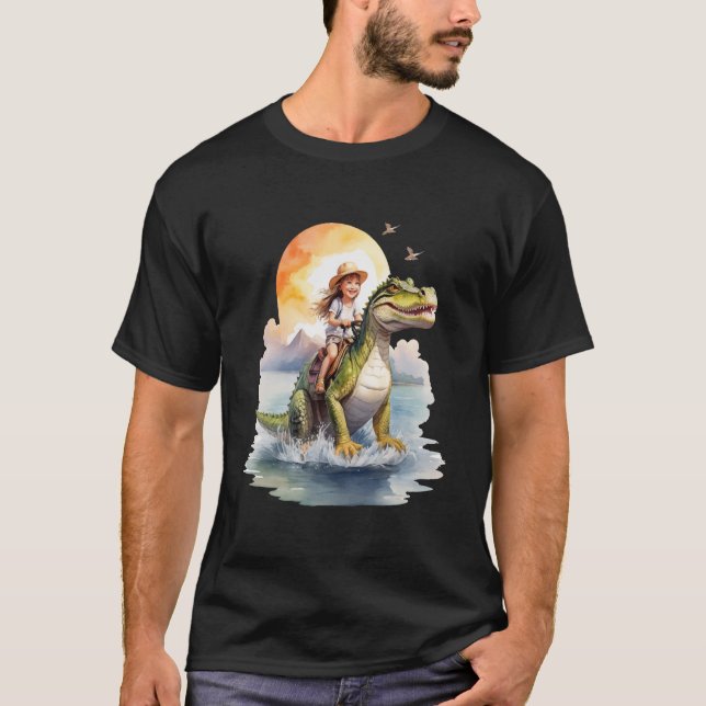 T-shirt Kid Riding Sur Dinosaur (Devant)