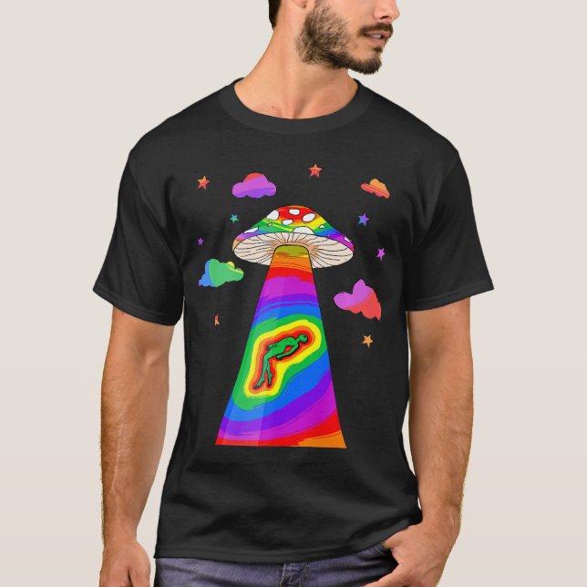 T-shirt Kidcore Aesthetic Alien UFO Abduction Mushroom Cot (Devant)