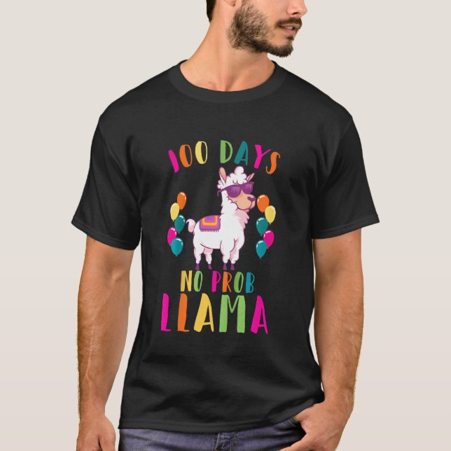 T-shirt Kids 100 Days Of School Girls 100 Days No Prob Lla (Devant)