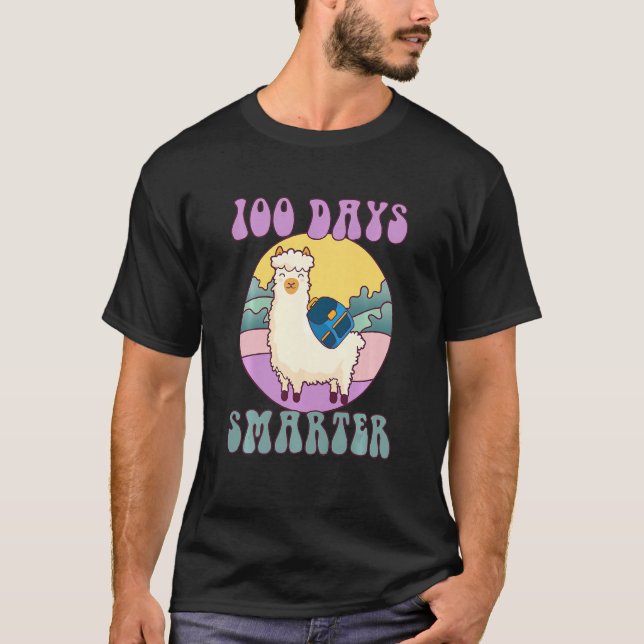 T-shirt Kids 100 days smarter, Cute llama Happy 100th Day  (Devant)