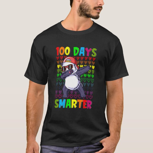 T-shirt Kids 100 Days Smarter Hearts Dabbing Panda 100th D (Devant)