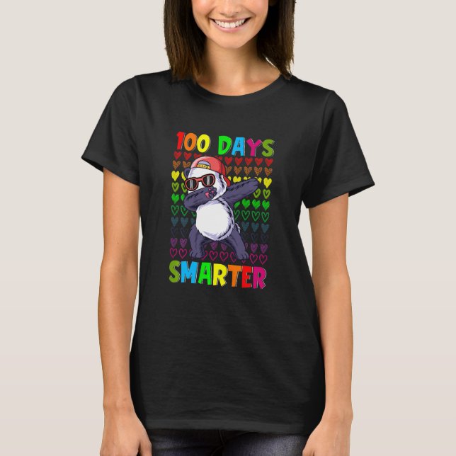 T-shirt Kids 100 Days Smarter Hearts Dabbing Panda 100th D (Devant)