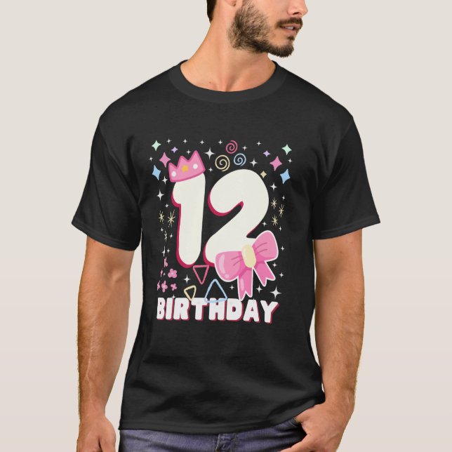 T-shirt Kids 12 Twelfth 12th Birthday Girls Bday Princess  (Devant)