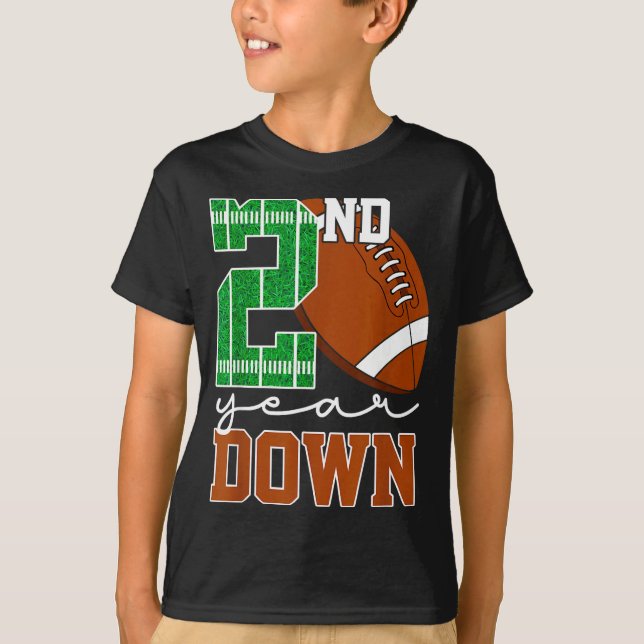 T-shirt Kids 2nd Year Down Football Birthday Boy Party 2 Y (Devant)