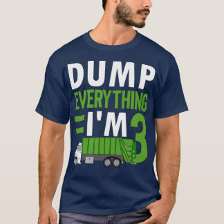 T-shirt Kids 3 Years Old Boy Garbage Trucks Old 3rd Birthd