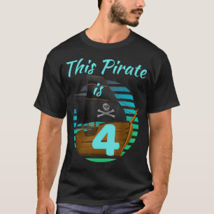 T-shirt Kids 4 Year Old Pirate Birthday Shirt Boy This Pir