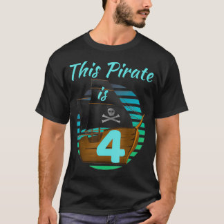 T-shirt Kids 4 Year Old Pirate Birthday Shirt Boy This Pir