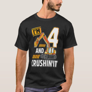T-shirt Kids 4 Year Old Vehicles Construction Excavator Bi