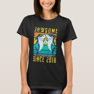 T-shirt Kids 4th Birthday Shark 4 Year Old Jawsome Since 2