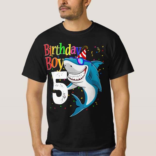 T-shirt Kids 5th Birthday Boy Shark  Jaw-Some Five  Boys  (Devant)