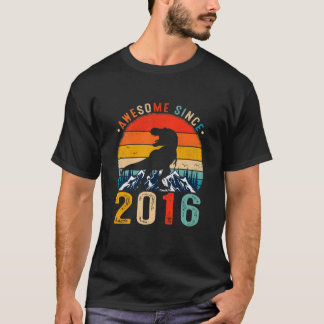 T-shirt Kids 6 Years Old Awesome Since 2016 Dinosaur 6Th B