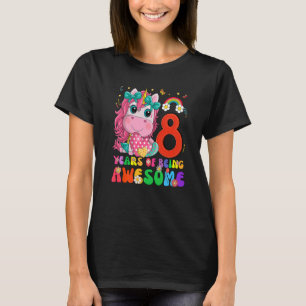 T-shirt Kids 8 Years Old  8th Birthday Girl Princess Unico