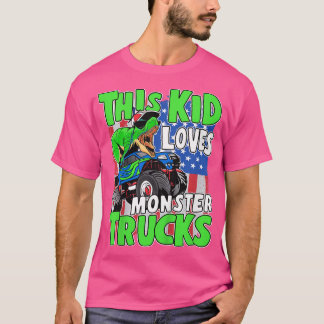 T-shirt Kids American Flag Dinosaur Toddler This Kid Loves