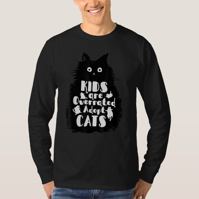 T-shirt Kids Are Overrated Adopt A Cat Hand Drawn Cats & C (Devant)