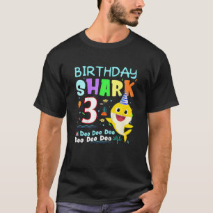 T-shirt Kids Baby Shark 3 Years Old 3Rd Birthday Doo Doo