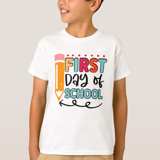 T-shirt Kids Back to School Shirt with Cute Pencil Art (Devant)