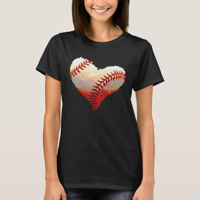 T-shirt Kids Baseball Heart Valentines Day Sports  Player (Devant)