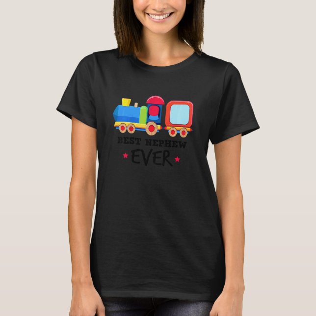T-shirt Kids Best Nephew Ever Cool  Cute Train Aunt Loves  (Devant)