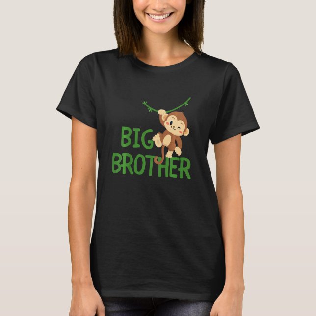 T-shirt Kids Big Brother Monkey Animal Best Bro Ever World (Devant)
