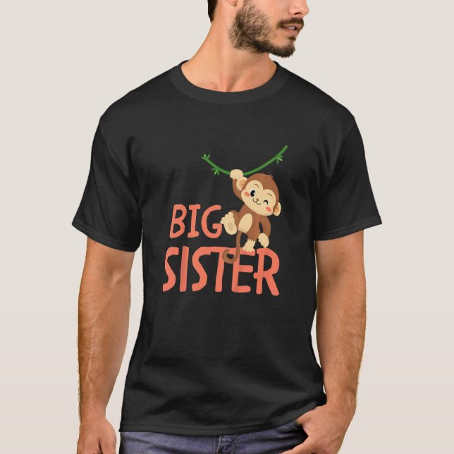 T-shirt Kids Big Sister Ever Monkey Animal World's Greates (Devant)