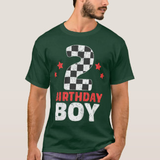 T-shirt Kids Birthday Boy 2 Two Racing Flag 2nd Birthday R