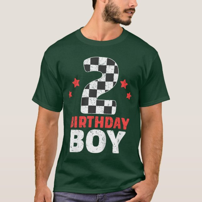 T-shirt Kids Birthday Boy 2 Two Racing Flag 2nd Birthday R (Devant)