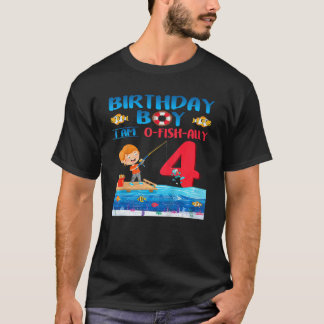T-shirt Kids Birthday Boy I Am O Fish Ally 4 Years Old 4th
