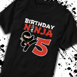 T-shirt Kids Birthday Ninja<br><div class="desc">This Birthday Ninja 5 makes a parfaite venin pour une fête de cinq ans à l'ancienne. "It feese the Japanese Symbole for Ninjutsu with a cartoon ninja doing a karate kick that the birthday or girl will love" This ninja birthday design for boys and girls is a perfect fit for...</div>